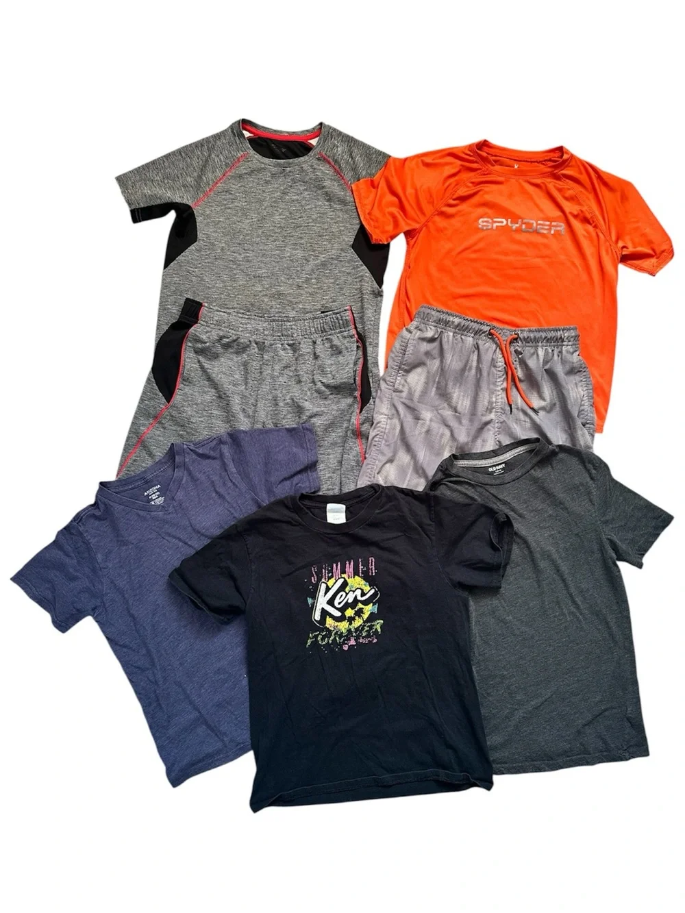 7 Pc Bundle Boys Top & Short Outfits Tees Sizes Medium Large 10/12